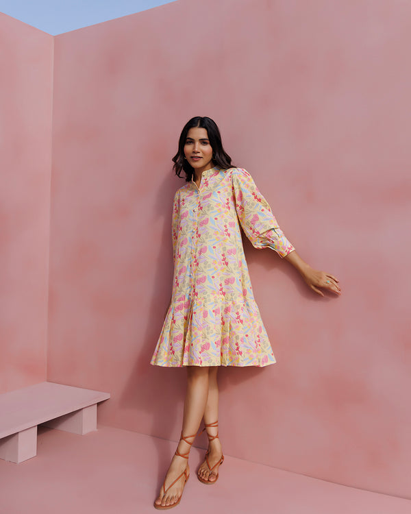 Sunny Side Up Floral Pleated Dress