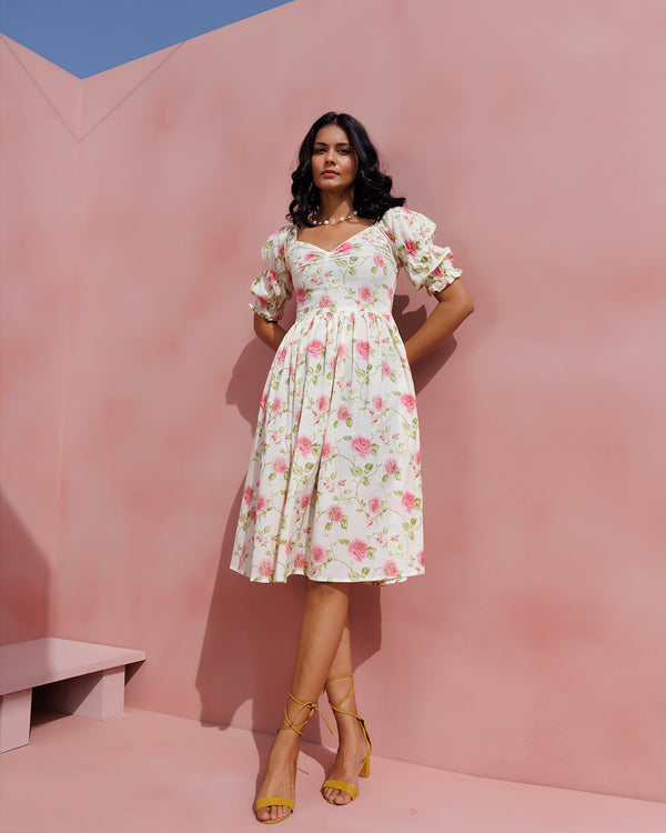 Angelina White and Pink Floral Dress
