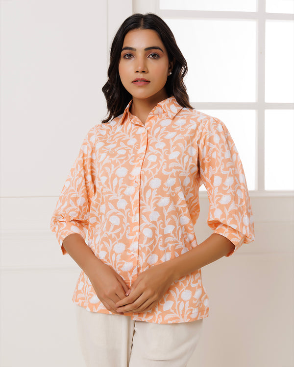 Floral Peach Printed Shirt